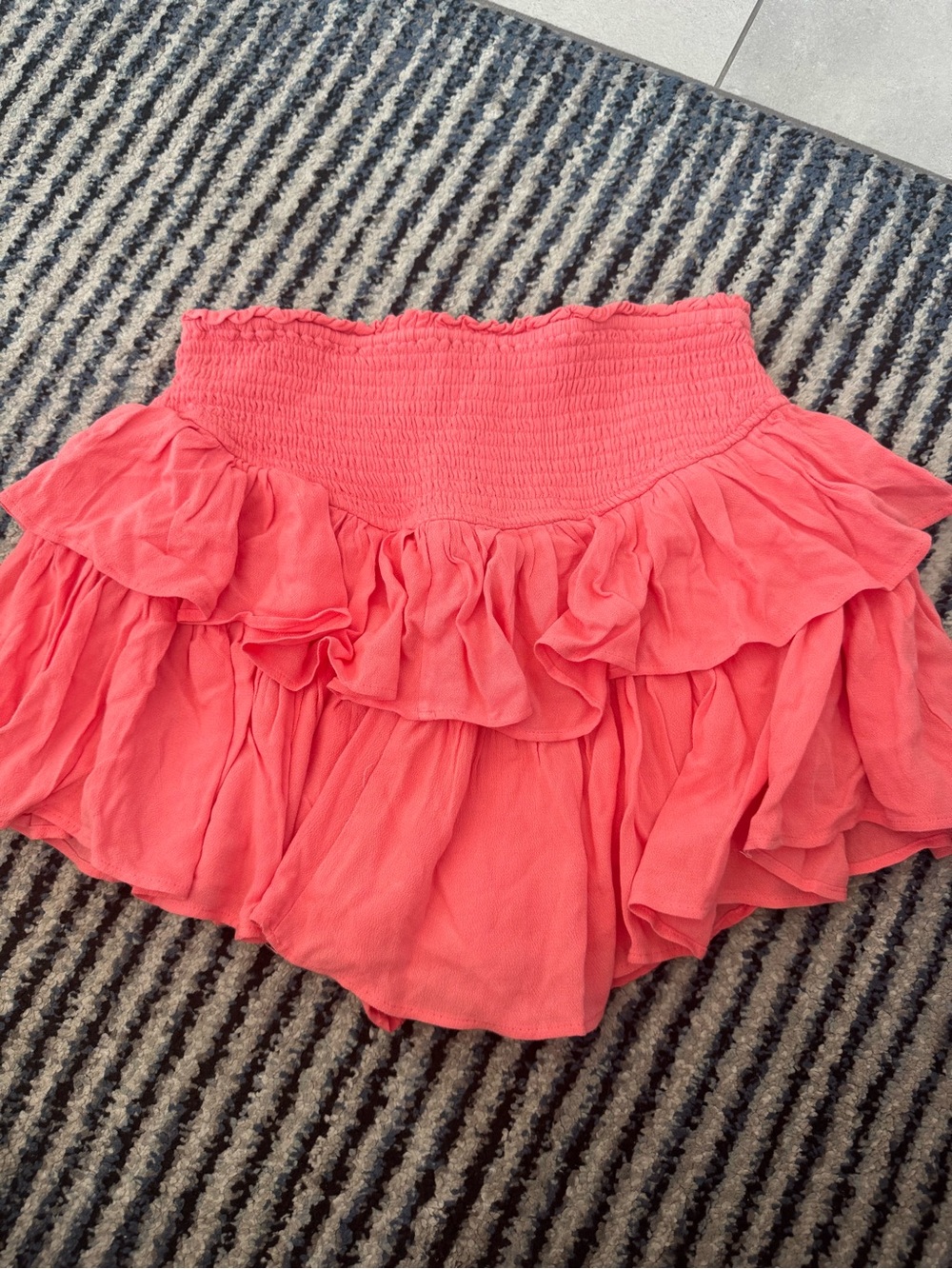 Women’s Smocked Ruffled Coral Mini Skirt